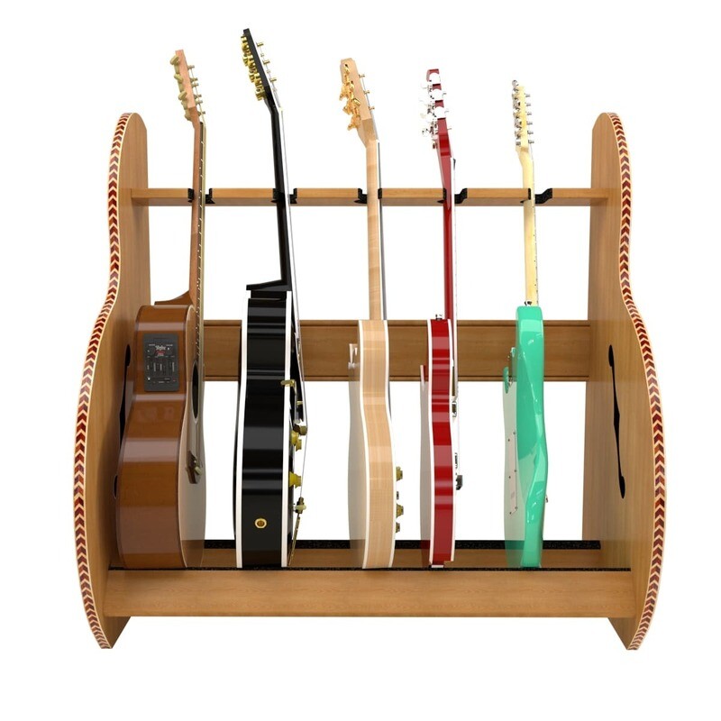 The Session Deluxe Multiple Guitar Stands (5-Guitars) - Mahogany The Session Deluxe Multiple Guitar Stands (5-Guitars) - Mahogany