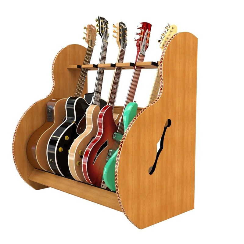 The Session Deluxe Multiple Guitar Stands (5-Guitars) - Red Oak The Session Deluxe Multiple Guitar Stands (5-Guitars) - Red Oak