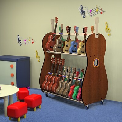 The Band Room Mobile Ukulele Rack - Multi-Size (30 Capacity)