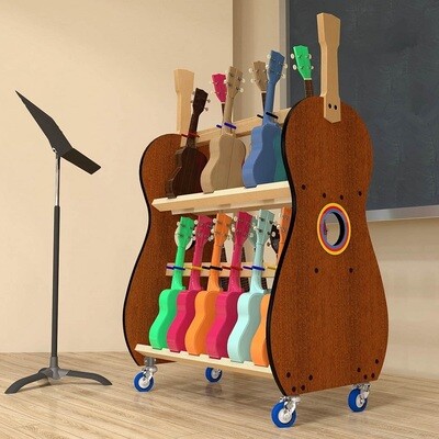 The Band Room Mobile Ukulele Rack - Soprano Only (18 Capacity)
