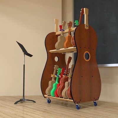 The Band Room Mobile Ukulele Rack - Multi-Size (18 Capacity)