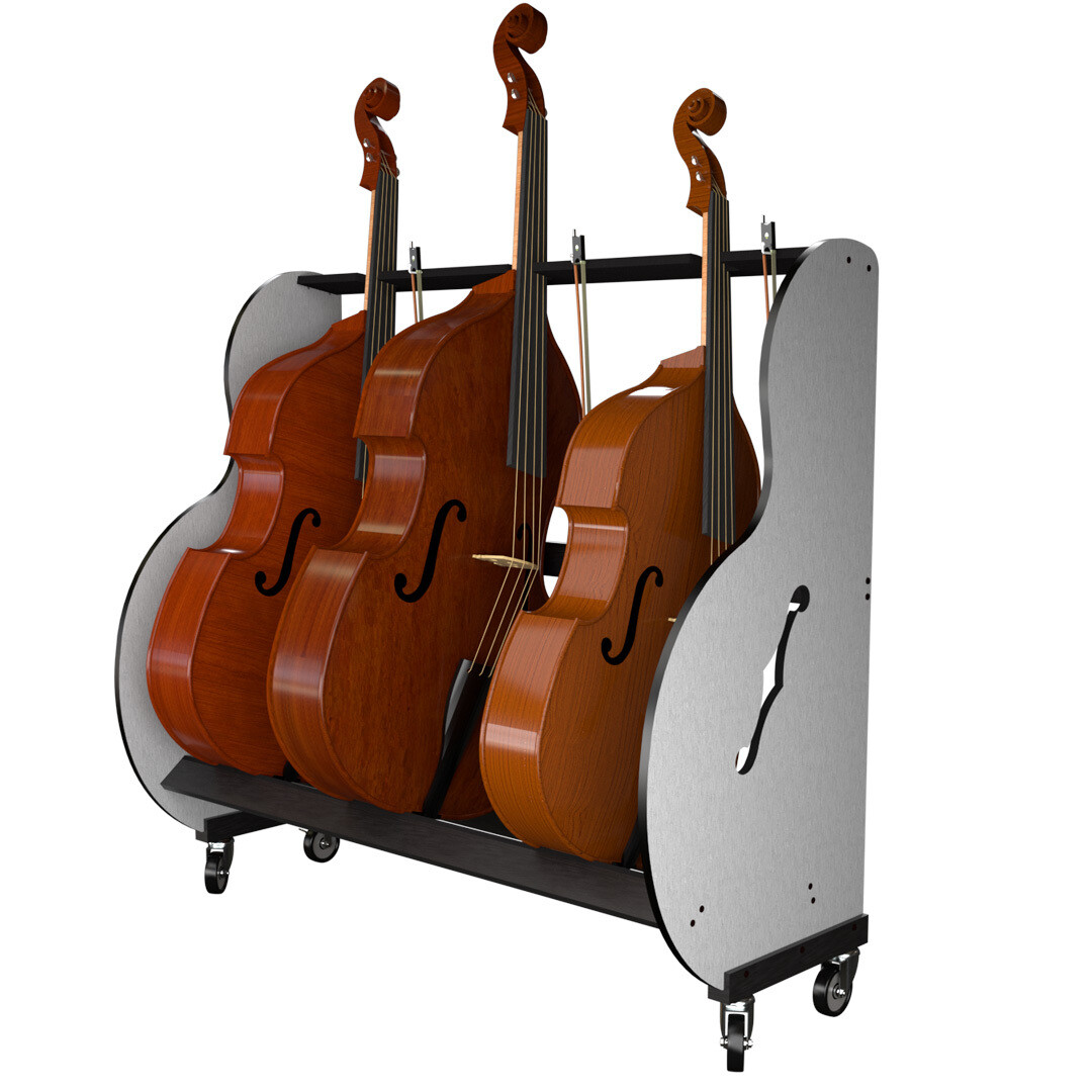 The Band Room Double Bass Rack for Music Classrooms (3 Bass Rack)