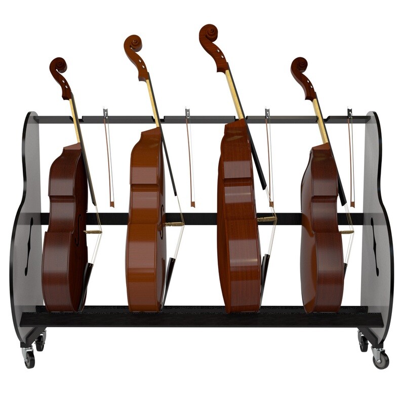 The Band Room Double Bass Rack for Music Classrooms (4 Bass Rack)