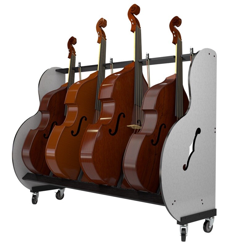 The Band Room Double Bass Rack for Music Classrooms (4 Bass Rack)