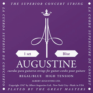 Augustine Regal Blue Classical Guitar Strings - High Tension Bass, Extra High Tension Trebles Augustine Regal Blue Classical Guitar Strings - High Tension Bass, Extra High Tension Trebles