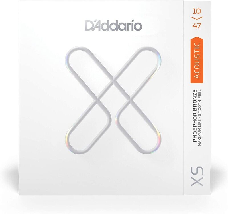 D'Addario Guitar Strings - XS Phosphor Bronze Coated Acoustic Guitar Strings - XSAPB1047 - Greater Break Strength with Tuning Stability - For 6 String Guitars - 10-47 Extra Light