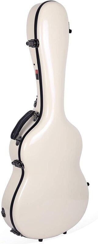 Crossrock Deluxe Fiberglass Classical Guitar Case, 4/4 Full Size, Ivory (CRF2021CIV)