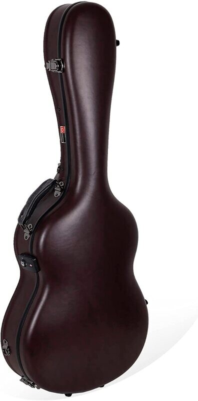 Crossrock Deluxe Fiberglass Classical Guitar Case, 4/4 Full Size, Brown Leather (CRF2020CBRL)