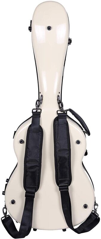Crossrock Deluxe Fiberglass Classical Guitar Case, 4/4 Full Size, Ivory (CRF2021CIV)