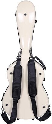 Crossrock Deluxe Fiberglass Classical Guitar Case, 4/4 Full Size, Ivory (CRF2021CIV)
