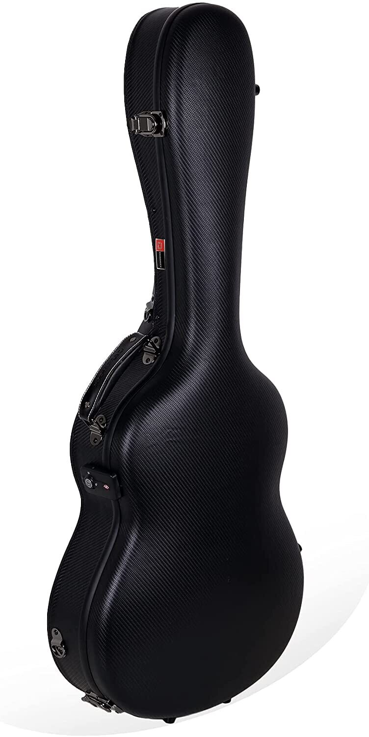 Crossrock Deluxe Fiberglass Classical Guitar Case, 4/4 Full Size, Black Leather (CRF2020CBKL)
