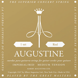 Augustine Imperial Red Classical Guitar Strings - Medium Tension Bass, High Tension Trebles Augustine Imperial Red Classical Guitar Strings - Medium Tension Bass, High Tension Trebles