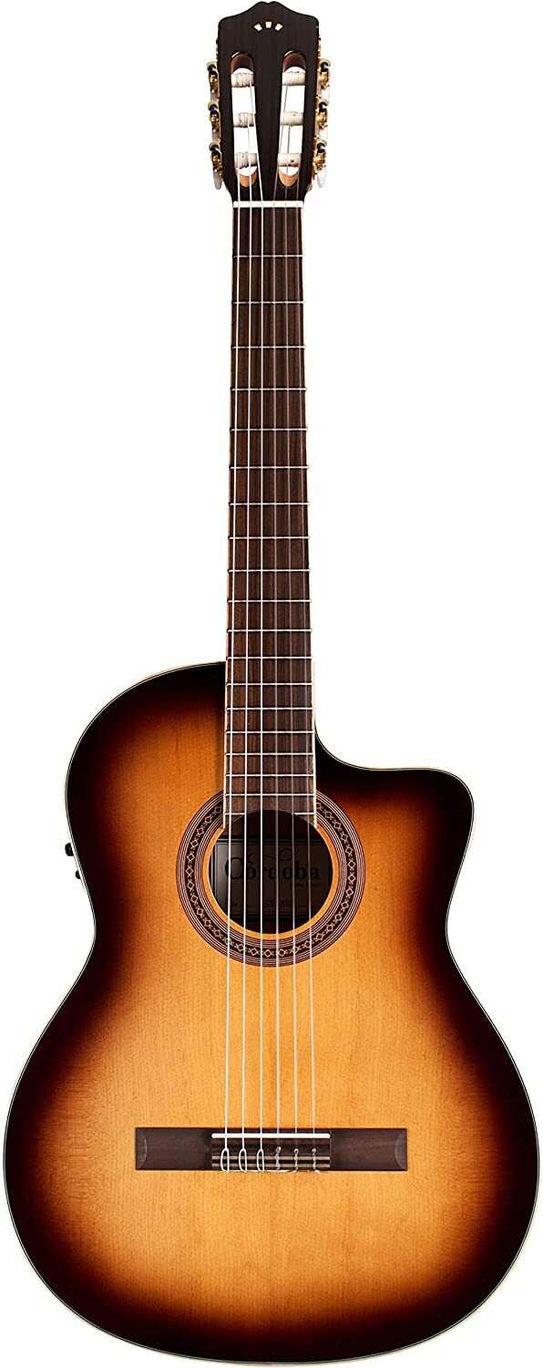 Cordoba C5-CE Sunburst SP - Nylon String Acoustic Electric Cutaway Guitar |  CalidoGuitars.com