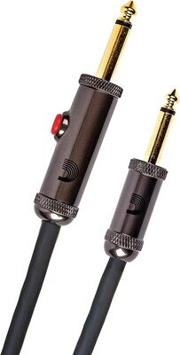 D'Addario 15' Circuit Breaker Instrument Cable with Latching Cut-Off Switch, Straight Plug