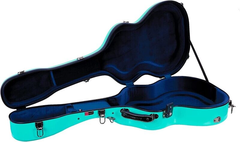 Crossrock Deluxe Fiberglass Classical Guitar Case, 4/4 Full Size, Mint Blue (CRF2021CMB)