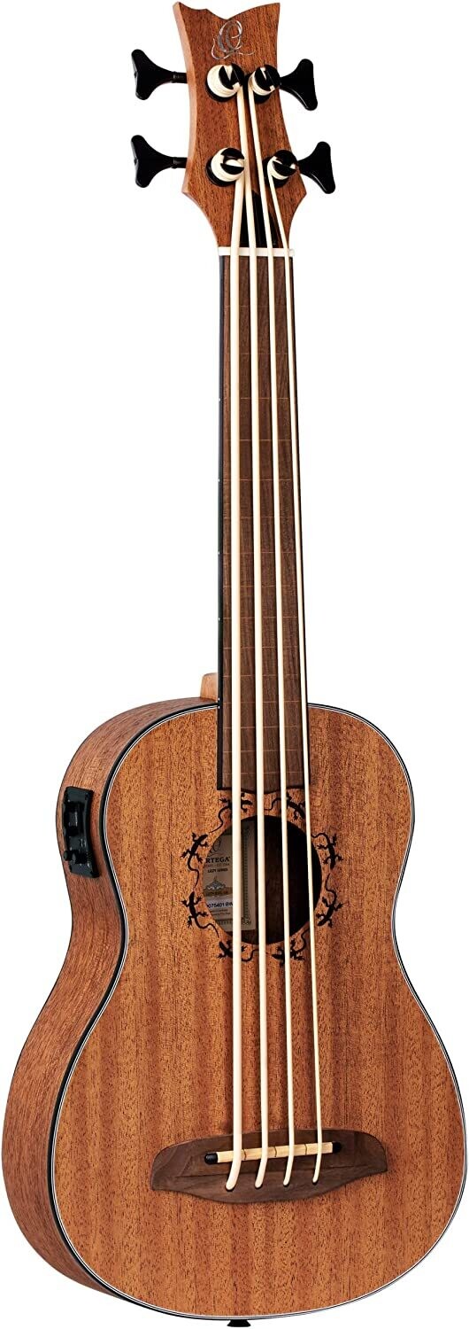 Ortega Fretless Ukulele Bass - Lizard Series 4 String Ukulele Bass, LIZZY-BSFL-GB