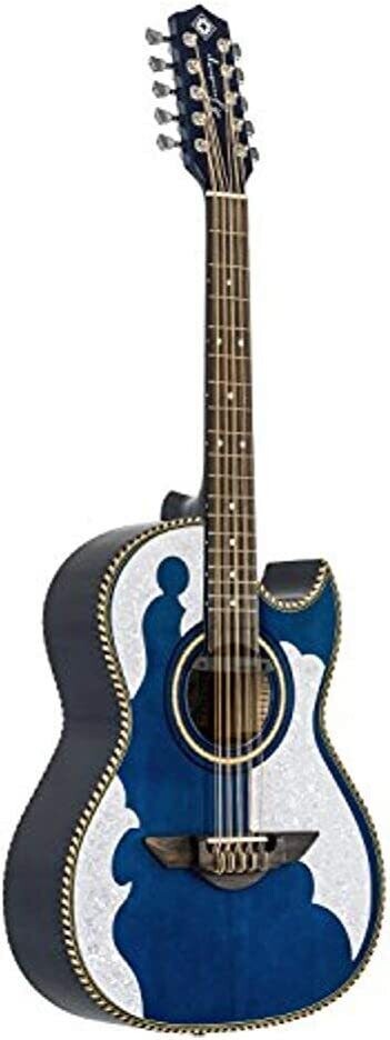 H. Jimenez Bajo Quinto - 7 Steel String Acoustic-Electric Guitar,  Transparent Blue (LBQ4ETB)