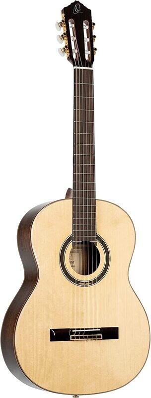 Ortega Guitars, Solid Spruce Top, Walnut Back/Sides, Nylon String Classical Guitar w/Bag, Full Size (R158)
