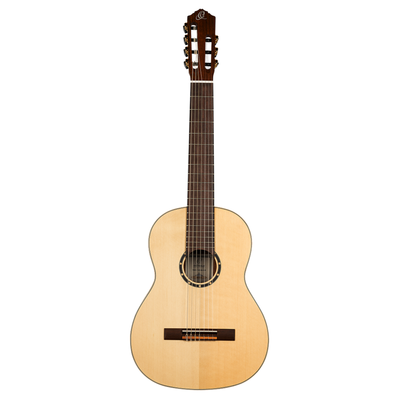 Ortega Pro 7 - 7 String Solid Top Nylon String Classical Guitar w/Deluxe Gig Bag, Full Size  (R133-7)