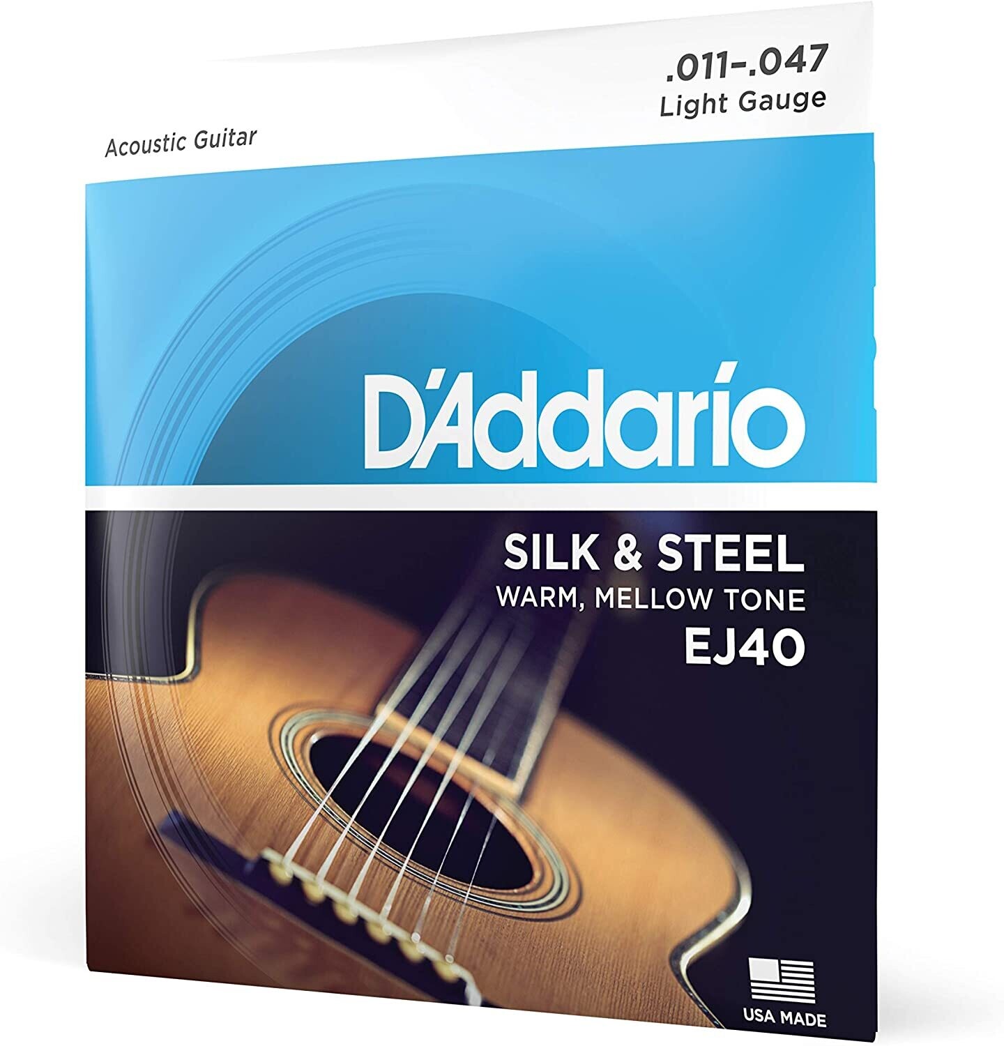D'Addario Silk & Steel Acoustic Guitar Strings - EJ40-6 String - Warm, Mellow Tone - Light, 11-47
