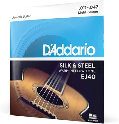 D'Addario Silk & Steel Acoustic Guitar Strings - EJ40-6 String - Warm, Mellow Tone - Light, 11-47