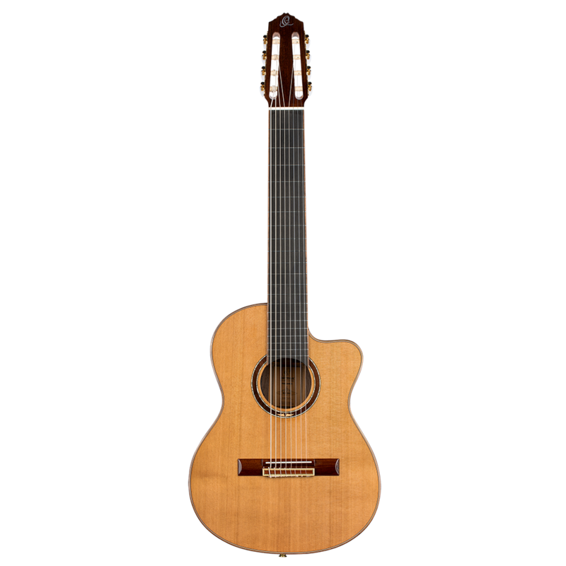 Ortega RCE159-8 - 8 String solid Cedar top acoustic electric Nylon string guitar​ with Deluxe Gig Bag
