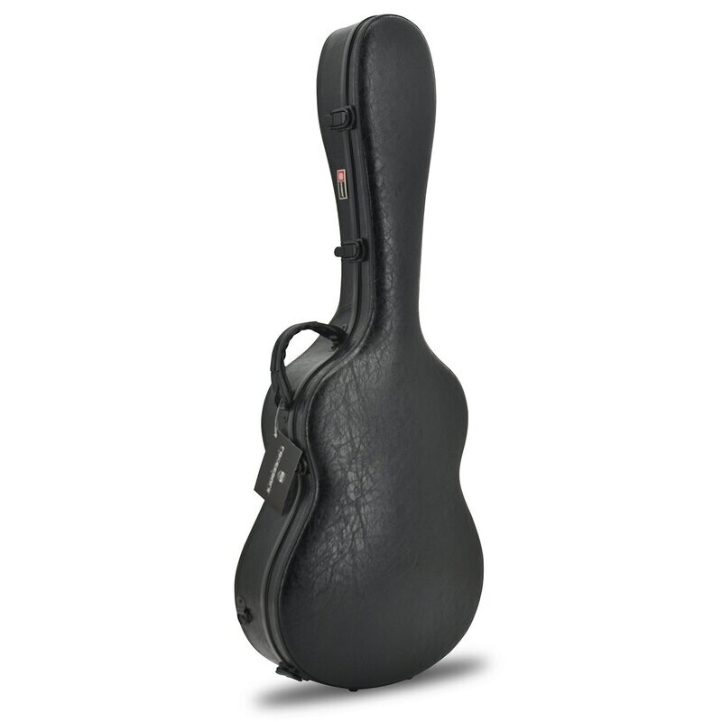 Crossrock Deluxe Fiberglass Case for OM, Martin 000 Guitars - Black Leather (CRF2020OMBKL)