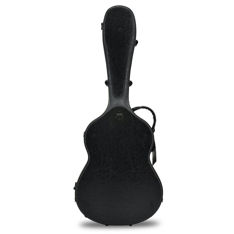 Crossrock Deluxe Fiberglass Case for OM, Martin 000 Guitars - Black Leather (CRF2020OMBKL)