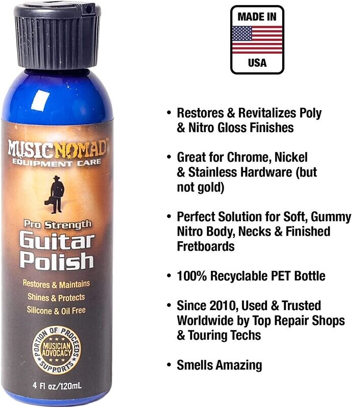 MusicNomad Premium Pro-Strength Guitar Polish for Body and Hardware, 4 oz (MN101)