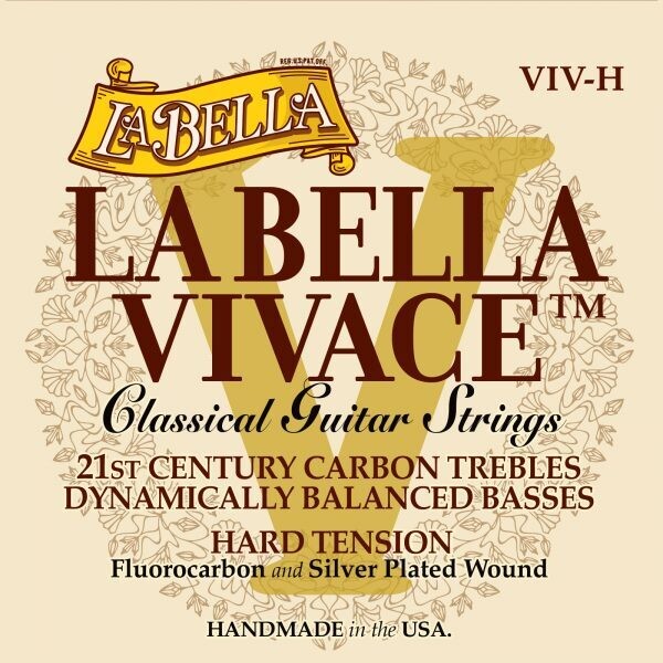 LaBella Vivace Fluorocarbon Classical Guitar Strings - High Tension  (VIV-H) - Made in the USA