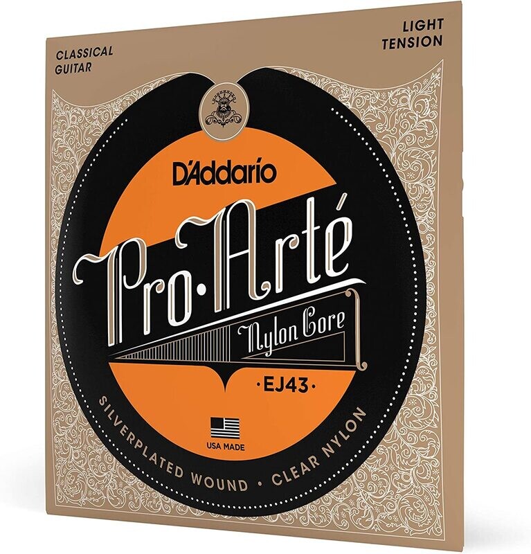 D'Addario Guitar Strings - Pro-Arte Classical Guitar Strings - EJ43 - Nylon Guitar Strings - Silver Plated Wound, Nylon Core - Light Tension, 1-Pack D'Addario Guitar Strings - Pro-Arte Classical Guitar Strings - EJ43 - Nylon Guitar Strings - Silver Plated Wound, Nylon Core - Light Tension, 1-Pack
