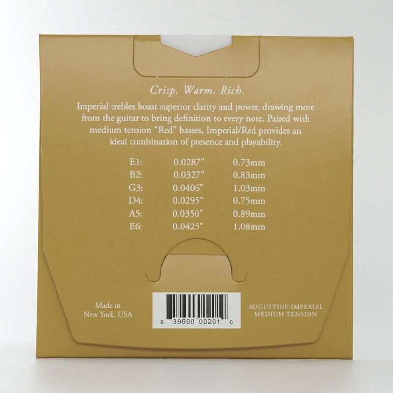 Augustine Imperial Red Classical Guitar Strings - MT Bass, HT Trebles