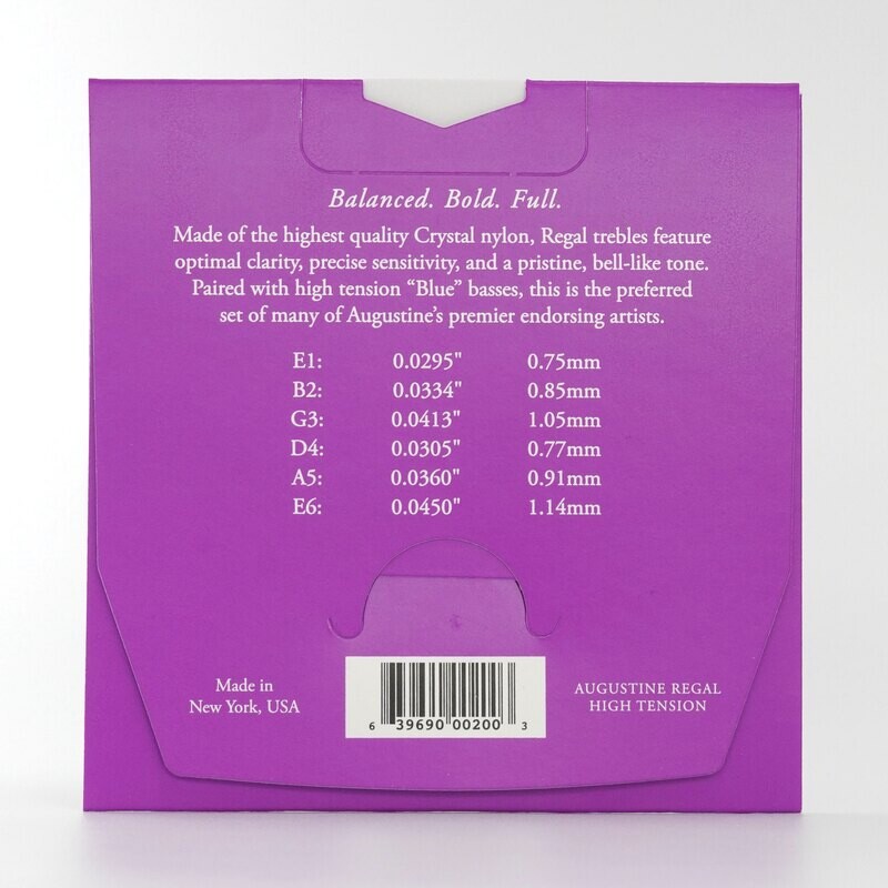 Augustine Regal Blue Classical Guitar Strings - HT Bass, Extra HT Trebles