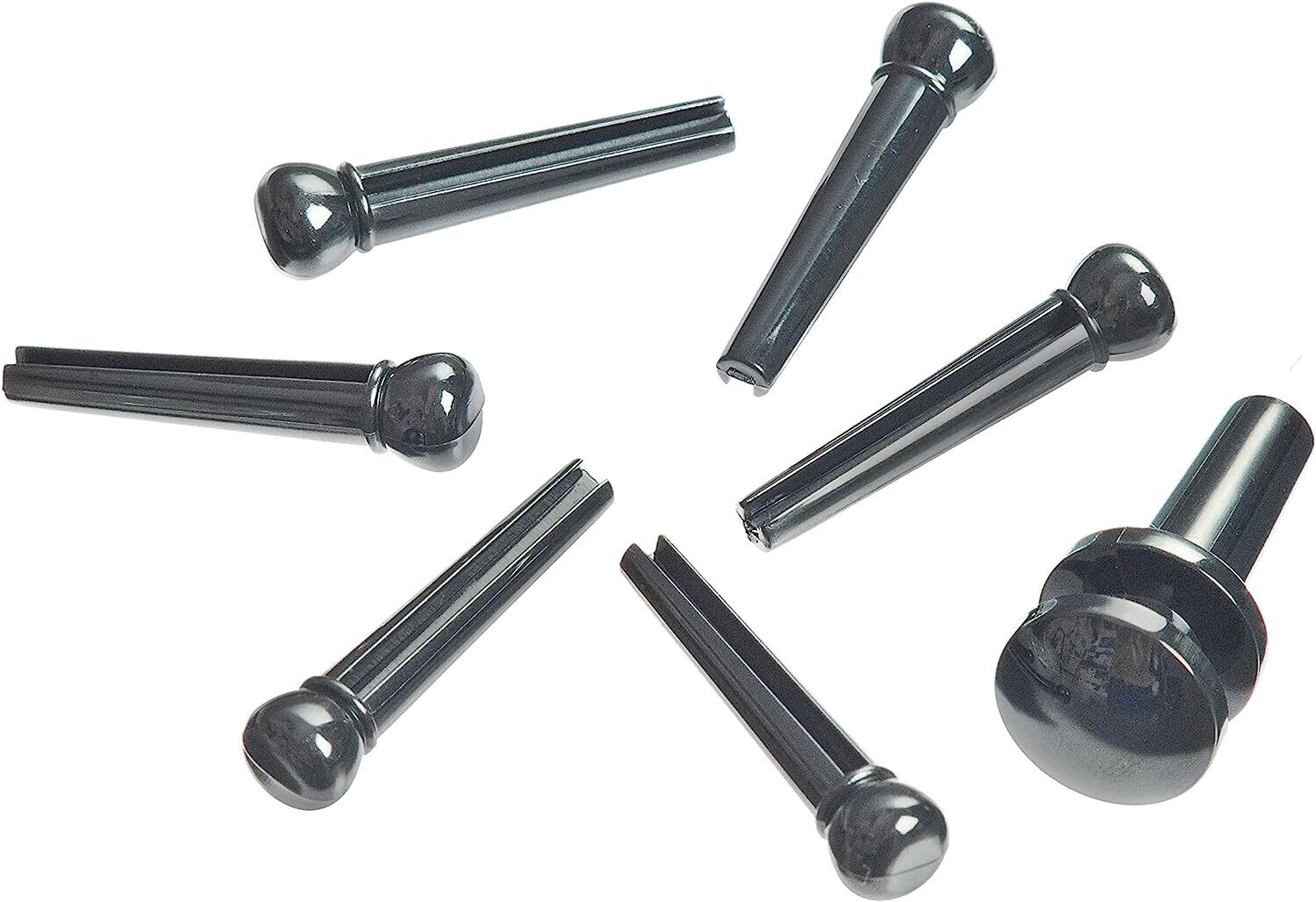 Planet Waves Injected Molded Bridge Pins with End Pin, Set of 7, Black