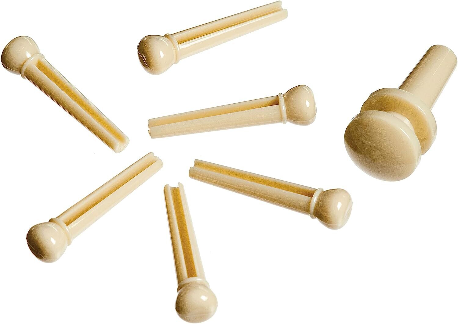 Planet Waves Injected Molded Bridge Pins with End Pin, Set of 7, Ivory