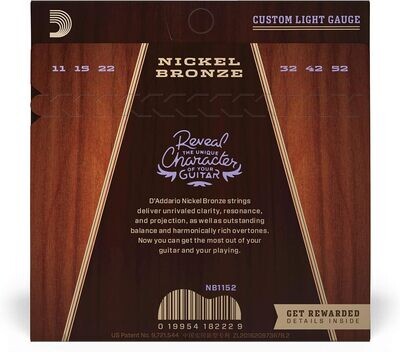 D'Addario  Nickel Bronze - NB1152 - Custom Light, 11-52