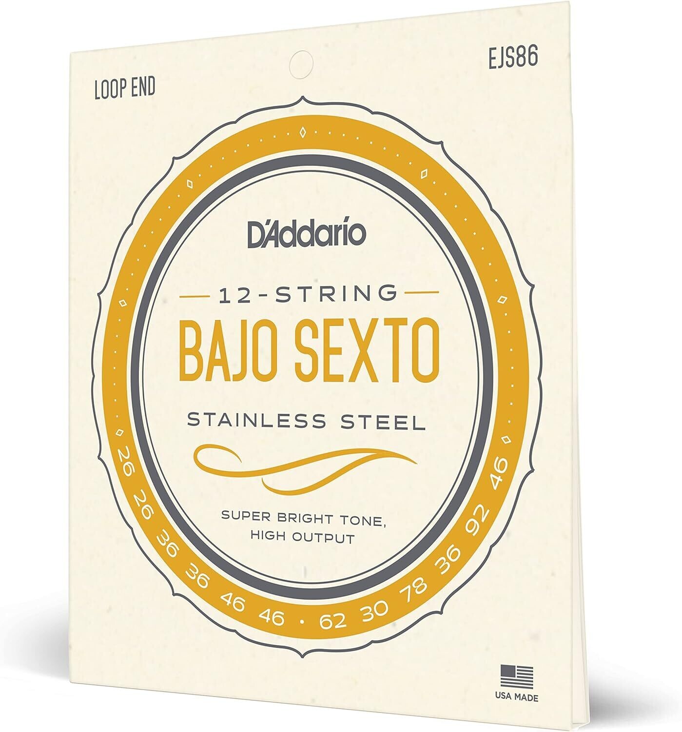 D'Addario EJS86 Bajo Sexto Stainless Steel Guitar Strings