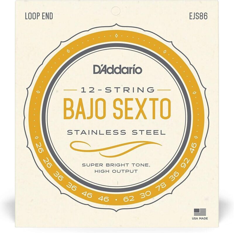 D'Addario EJS86 Bajo Sexto Stainless Steel Guitar Strings