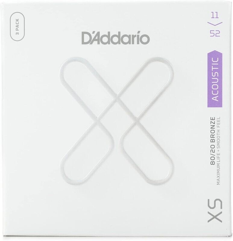 D'Addario  XS 80/20  - XSABR1152-3P -  11-52 Custom Light, 3 Pack