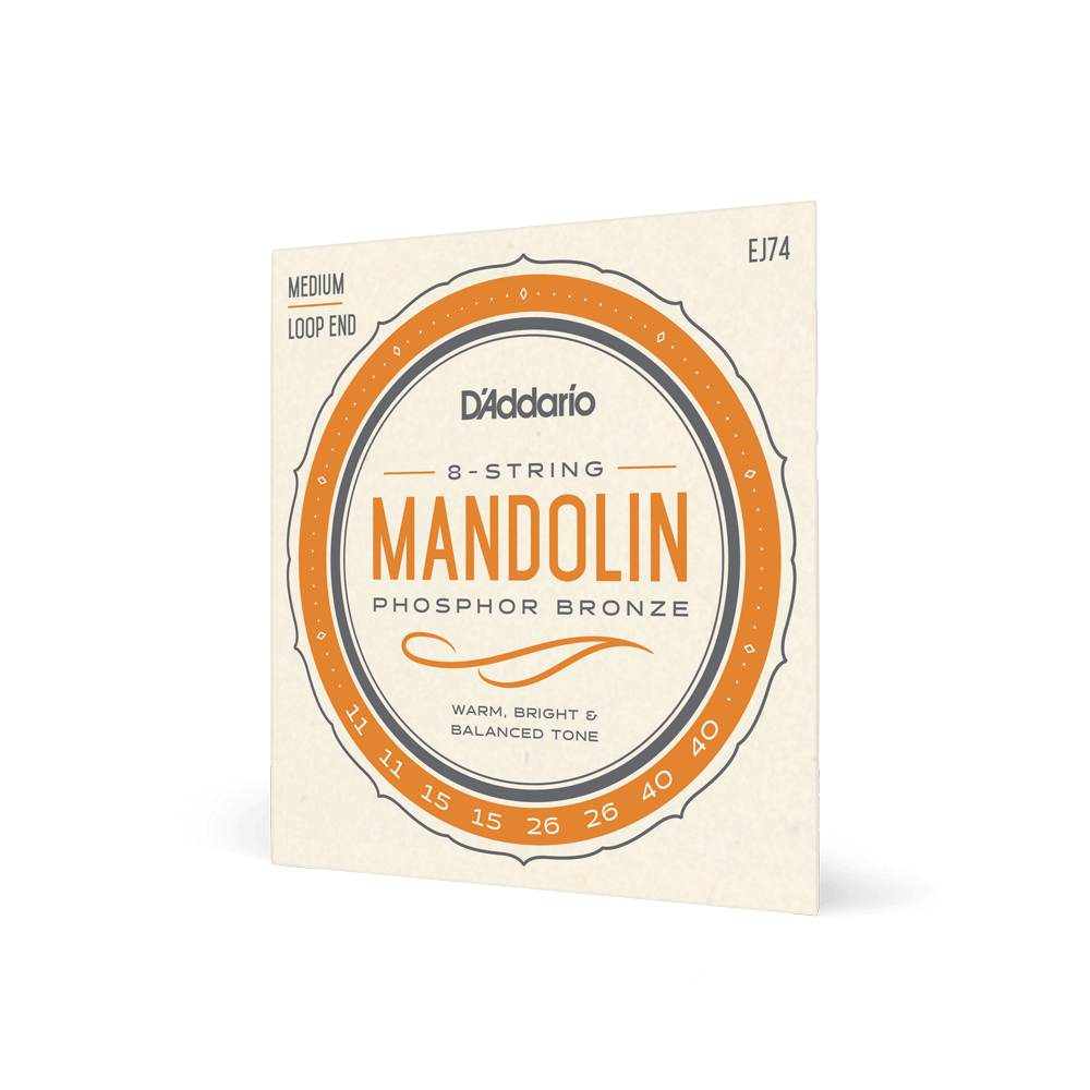 D'Addario Mandolin Strings - Mandolin Strings - Phosphor Bronze - For 8 String Mandolin - Rich, Full Tonal Spectrum - EJ74 - Medium, 11-40