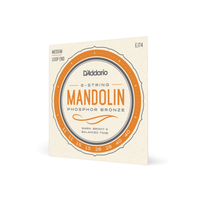 D'Addario Mandolin Strings - Mandolin Strings - Phosphor Bronze - For 8 String Mandolin - Rich, Full Tonal Spectrum - EJ74 - Medium, 11-40