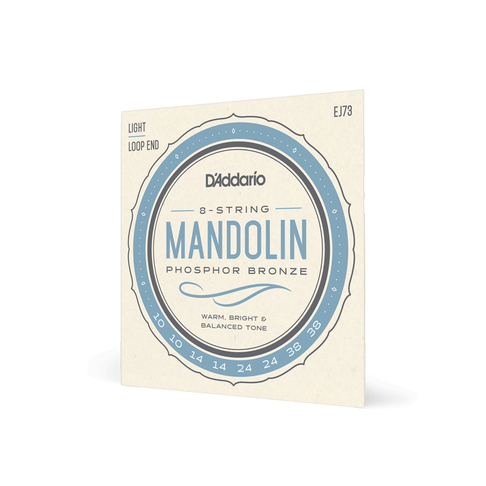 D'Addario Mandolin Strings - Mandolin Strings - Phosphor Bronze - For 8 String Mandolin - Rich, Full Tonal Spectrum - EJ73 - Light, 10-38