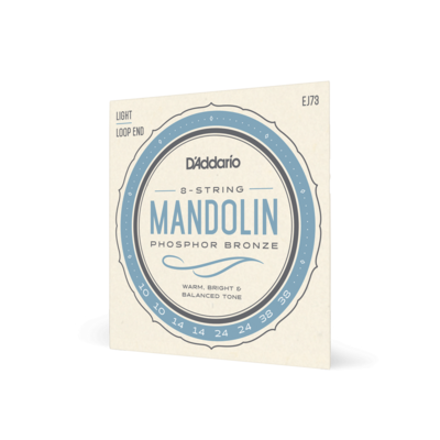 D'Addario Mandolin Strings - Mandolin Strings - Phosphor Bronze - For 8 String Mandolin - Rich, Full Tonal Spectrum - EJ73 - Light, 10-38