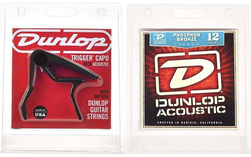 Dunlop 83CBA12 - Acoustic Trigger Capo & Phosphor Bronze Strings Combo Pack