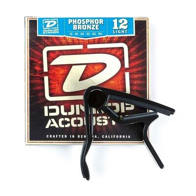 Dunlop 83CBA12 - Acoustic Trigger Capo & Phosphor Bronze Strings Combo Pack Dunlop 83CBA12 - Acoustic Trigger Capo & Phosphor Bronze Strings Combo Pack