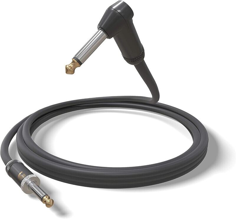 D'Addario Guitar Cable - Guitar Lead - Geo Tip for Secure Connection - 10 Feet/3.05 Meters - Straight End/Right Angle