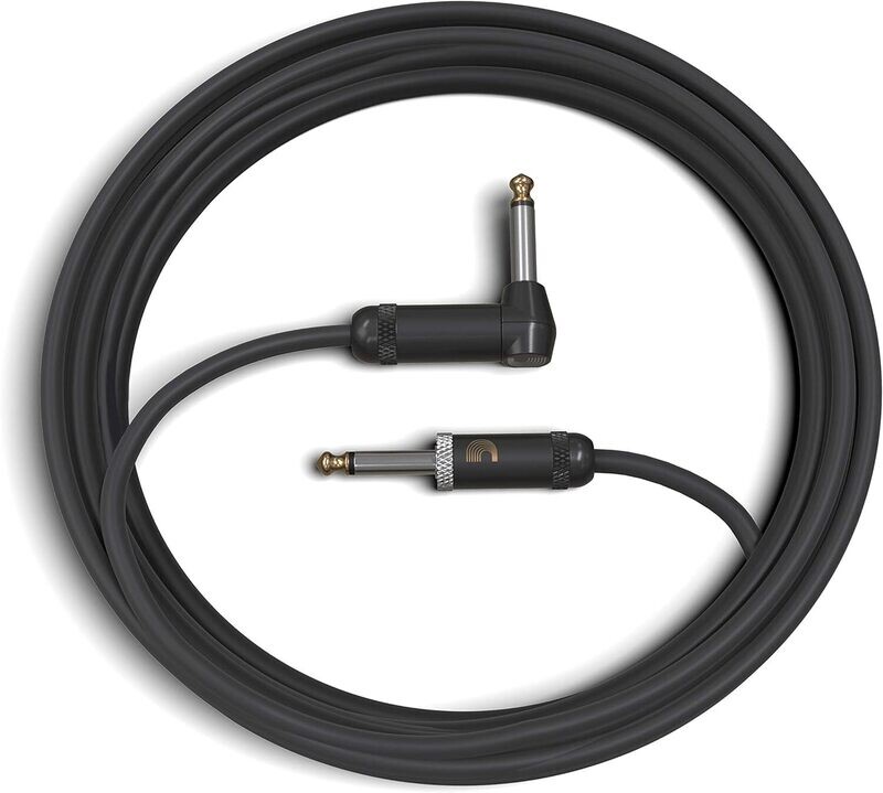 D'Addario Guitar Cable - Guitar Lead - Geo Tip for Secure Connection - 15 Feet/4.57 Meters - Straight End/Right Angle