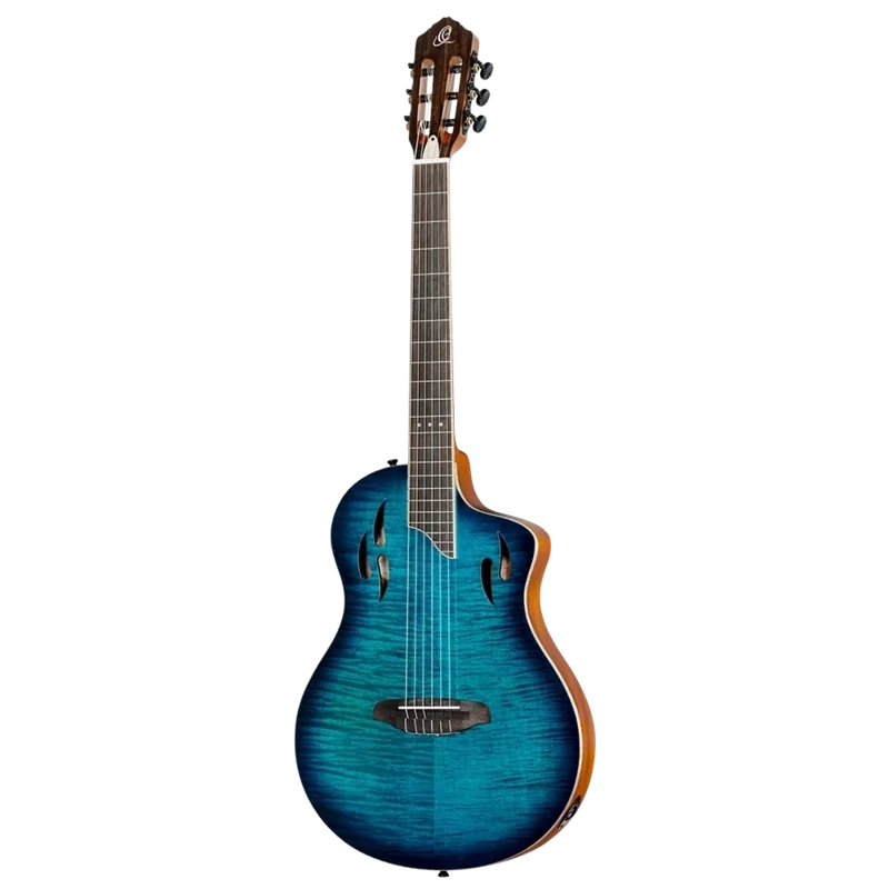 Ortega Tourplayer Deluxe Series - Full size nylon string guitar - Thinbody - Flamed Maple - Blue - RTPDLX-FMA​