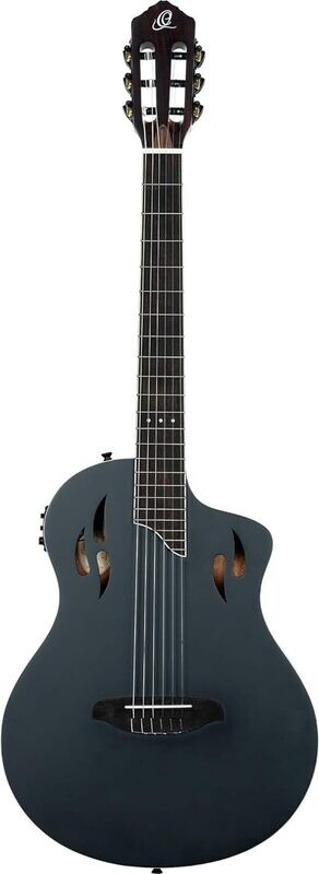 Ortega TourPlayer Standard Thinline Crossover Electric Nylon Guitar - Satin Black Finish - w/Bag