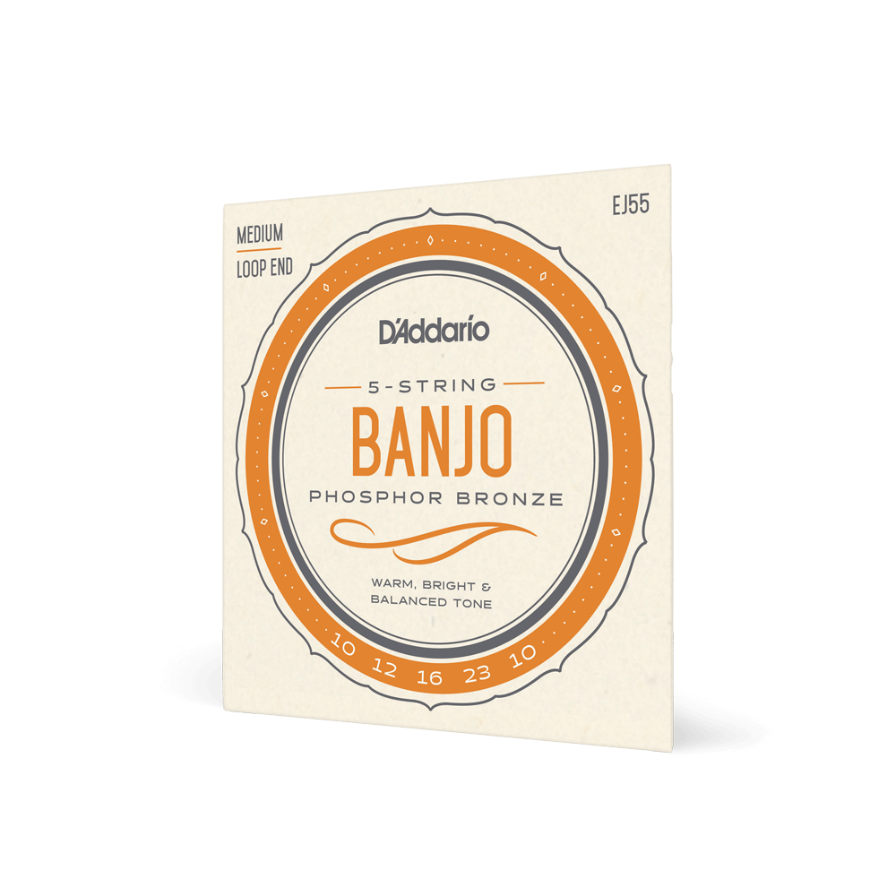 D'Addario EJ55 Banjo Strings 5 String Set - Banjo Strings Set - Phosphor Bronze, Medium, 10-23